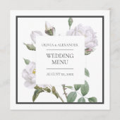 Floral White Roses Elegant Wedding Flat Menu (Voorkant)