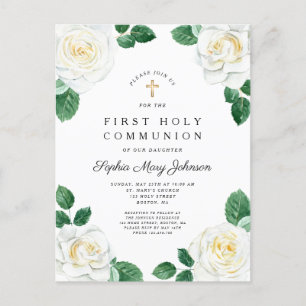 Floral White Waterverf Rozen Girl First Community Uitnodiging Briefkaart