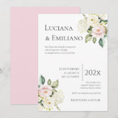 Floral White Wedding Invitation (Devant / Derrière)