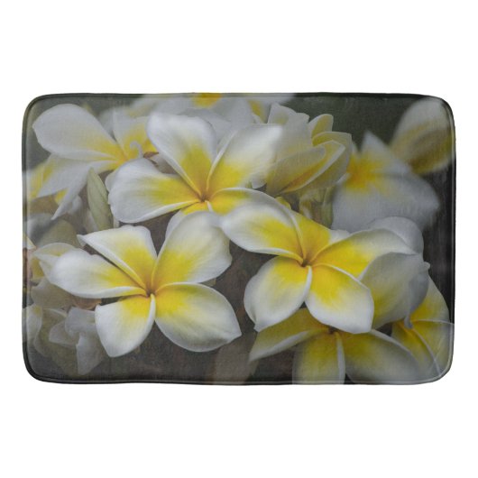 Floral White Yellow Plumeria Badmat (Voorkant)
