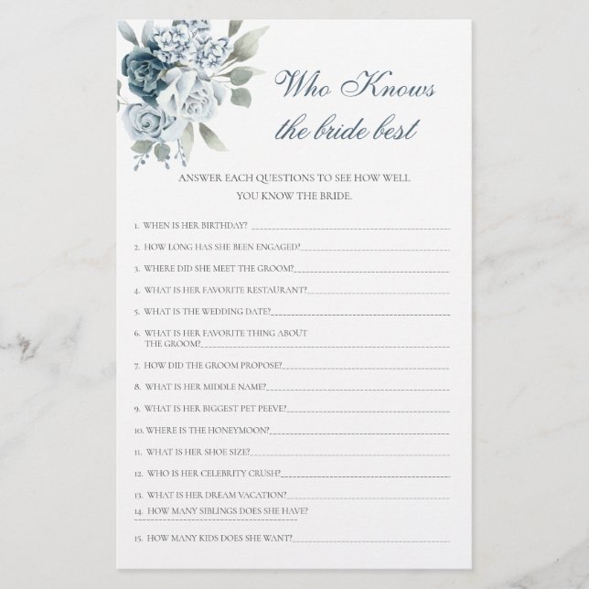 Floral Who Knows The Bride Beste spel (Voorkant)