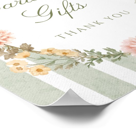 Floral Wijze Groene Kaarten en geschenken Poster (Hoek)