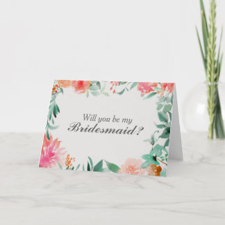 Floral wil je mijn bruidsmeisje Kaart zijn