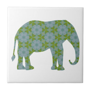 Floral Wild Elephant Tegeltje
