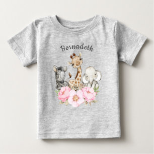 Floral WILD ONE Safari First Birthday Baby T-Shir