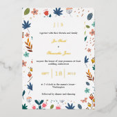 Floral wilde bloem folie uitnodiging (Voorkant)