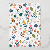 Floral wilde bloem folie uitnodiging (Achterkant)