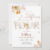 Floral Wildflower 4th Birthday Invitation (Devant)
