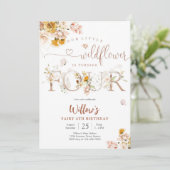 Floral Wildflower 4th Birthday Invitation (Debout devant)