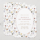 Floral Wildflower Birthday | Ticket Kaart (Voorkant / Achterkant)