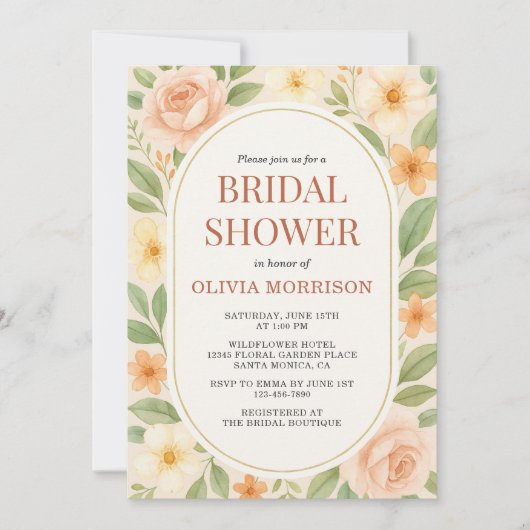 Floral Wildflower Botanical Bridal Shower Kaart (Voorkant)