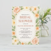 Floral Wildflower Botanical QR Code Bridal Shower Kaart (Staand voorkant)