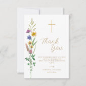 Floral Wildflower doop Bedankkaart (Voorkant)