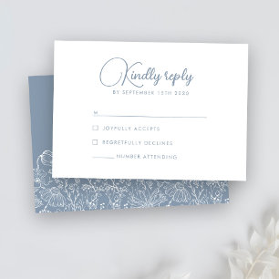 Floral Wildflower Dusty Blue Wedding RSVP