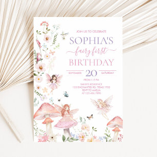 Floral Wildflower Fairy eerste verjaardagsfeestje Kaart