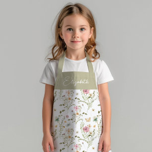 Floral Wildflower Kinder Girly gepersonaliseerd Schort