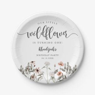 Floral Wildflower Meisje Verjaardagsfeest Papieren Bordje