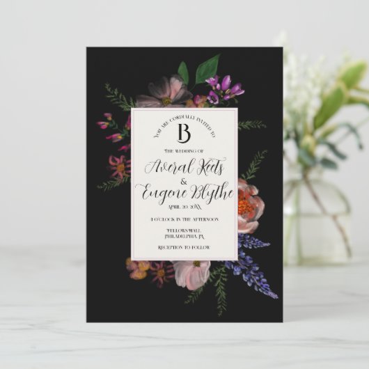 Floral Wildflower Waterverf bruiloft uitnodiging (Staand voorkant)