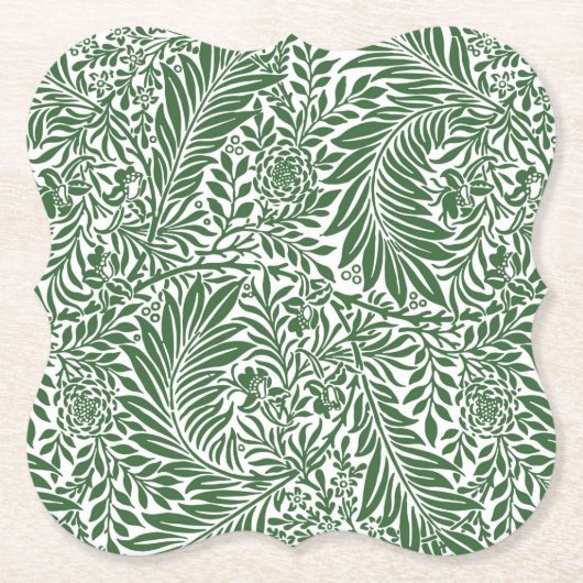 Floral William Morris Willow Bough Green Kartonnen Onderzetters (Voorkant)