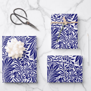 Floral William Morris Willow Bough Navy Inpakpapier Vel