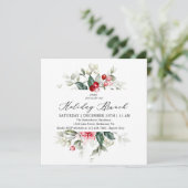 Floral Winter Berries Holiday Brunch uitnodiging (Staand voorkant)