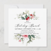 Floral Winter Berries Holiday Brunch uitnodiging (Voorkant)