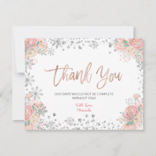 Floral Winter ONE derland Carte de remerciements d