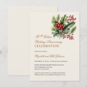 Floral Winter Theme Gold 50th Wedding Jubileum Kaart (Voorkant / Achterkant)