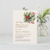 Floral Winter Theme Gold 50th Wedding Jubileum Kaart (Staand voorkant)