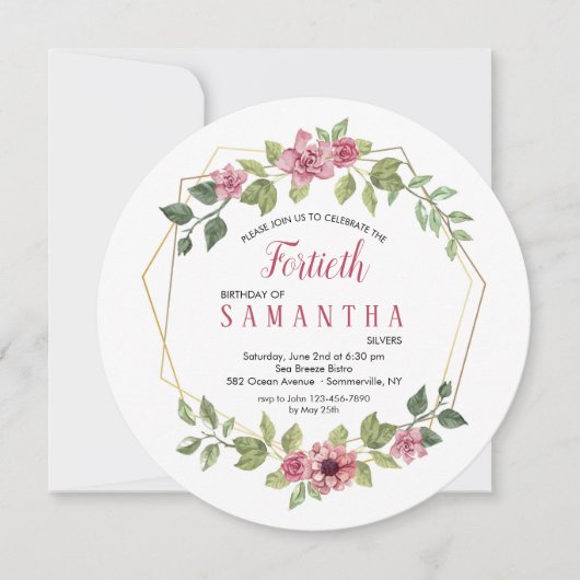 Floral Wire Lijst Invitation Kaart (Voorkant)
