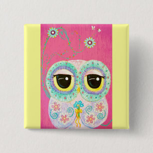 Floral Wishes Vierkante Button 5,1 Cm