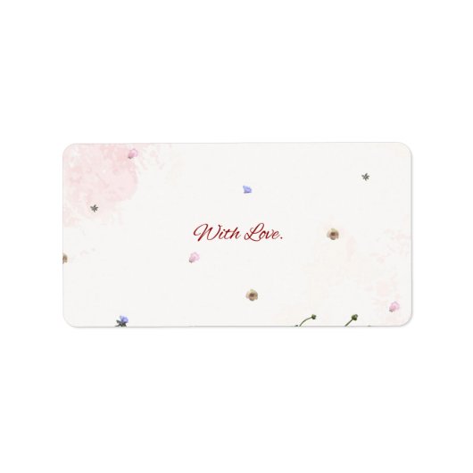 Floral “With Love” Folded Note Card – Elegant Bota Etiket (Voorkant)