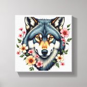 Floral Wolf Stretched Canvas (Voorkant)