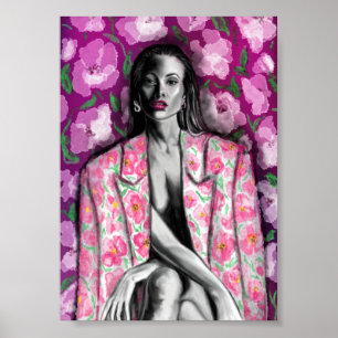 Floral Woman Fantasy Poster Print - Kunst schilder
