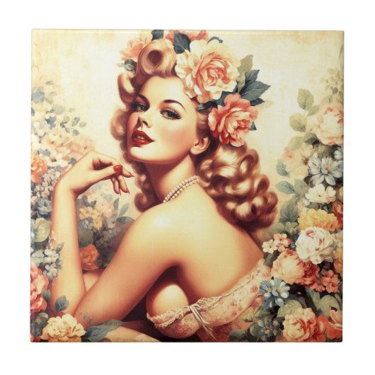 Floral Woman Tegeltje (Voorkant)