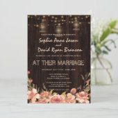 Floral Wood Old Lantern Wedding Invite Kaart (Staand voorkant)