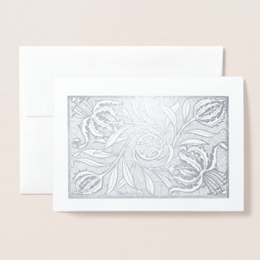 Floral Woodcut Print Folie Kaarten (Voorkant met envelop)