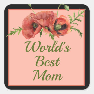 Floral World's beste moeder Vierkante Sticker
