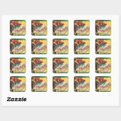 Floral World's beste moeder Vierkante Sticker (Vel)