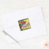 Floral World's beste moeder Vierkante Sticker (Envelop)