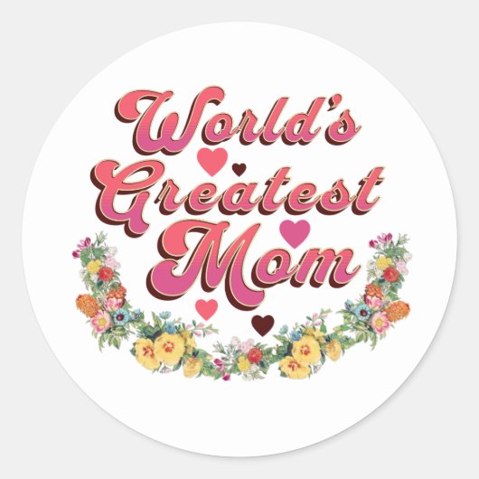 Floral World's grootste moeder Ronde Sticker (Voorkant)