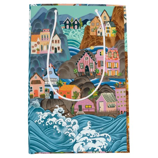 Floral Wrapping Paper Medium Gift Bag Medium Cadeauzakje (Voorkant)