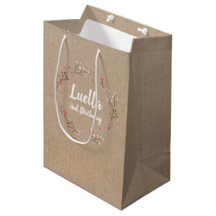Floral Wreatal Birthday Craft gift tas Medium Cadeauzakje