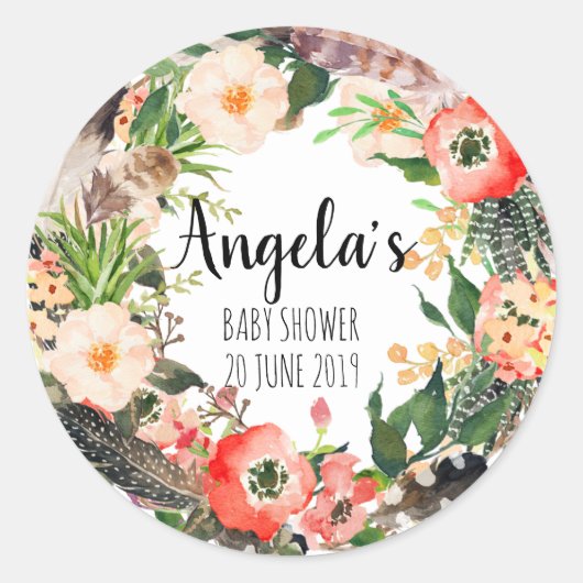 Floral Wreatal Botanical Bedankt Sticker (Voorkant)