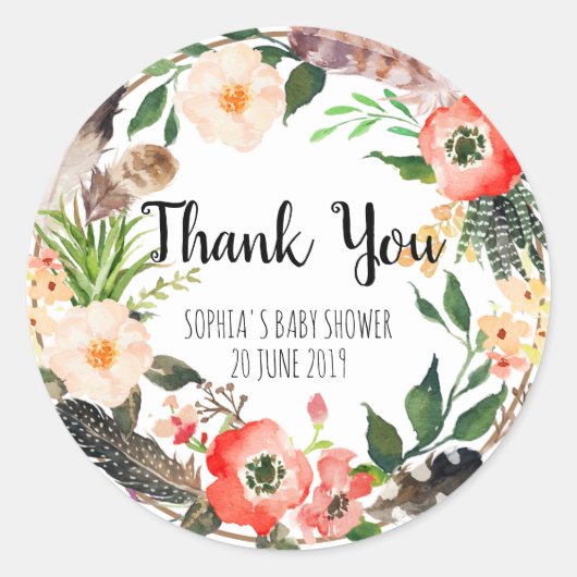 Floral Wreatal Botanical Bedankt Sticker (Voorkant)