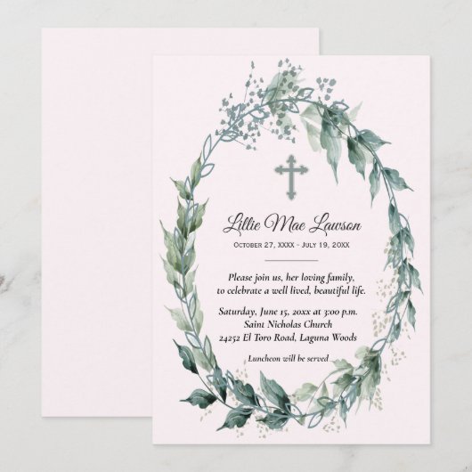 Floral Wreatal Funeral Memorial Remembrance Pink (Voorkant / Achterkant)