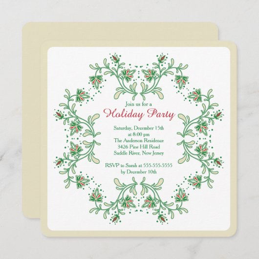 Floral Wreate Kerstfeestdag Kaart (Voorkant / Achterkant)