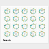 Floral Wreath | Aangepaste bruiloft Vierkante Sticker (Vel)