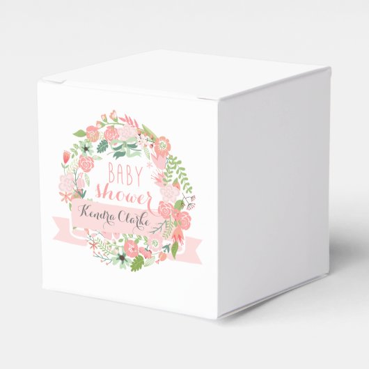 FLORAL WREATH BABY SHOWER FAVOR BOX BEDANKDOOSJES (Voorkant Zijde)