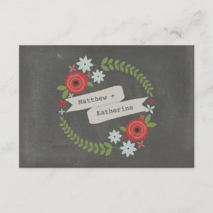 Floral Wreath & Banner Chalkboard Geïnspireerd RSV RSVP Kaartje
